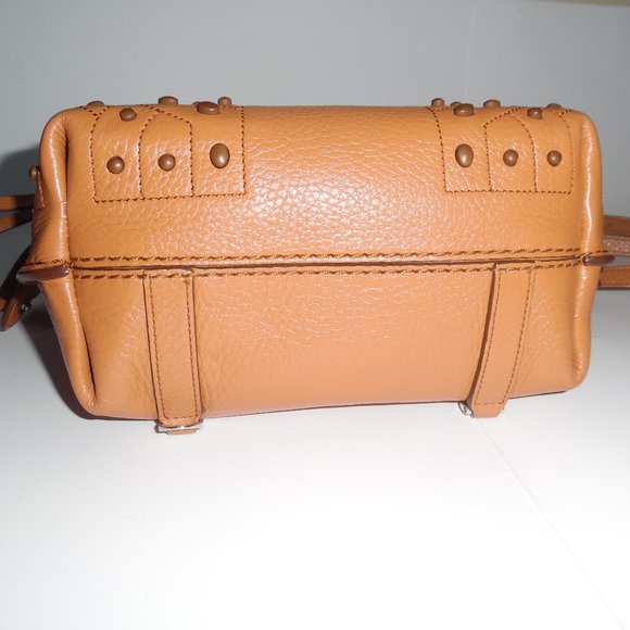 Tod's Brown Leather Mini Wave Top Handle Studs Backpack Crossbody Handbag Purse - Picture 10 of 16